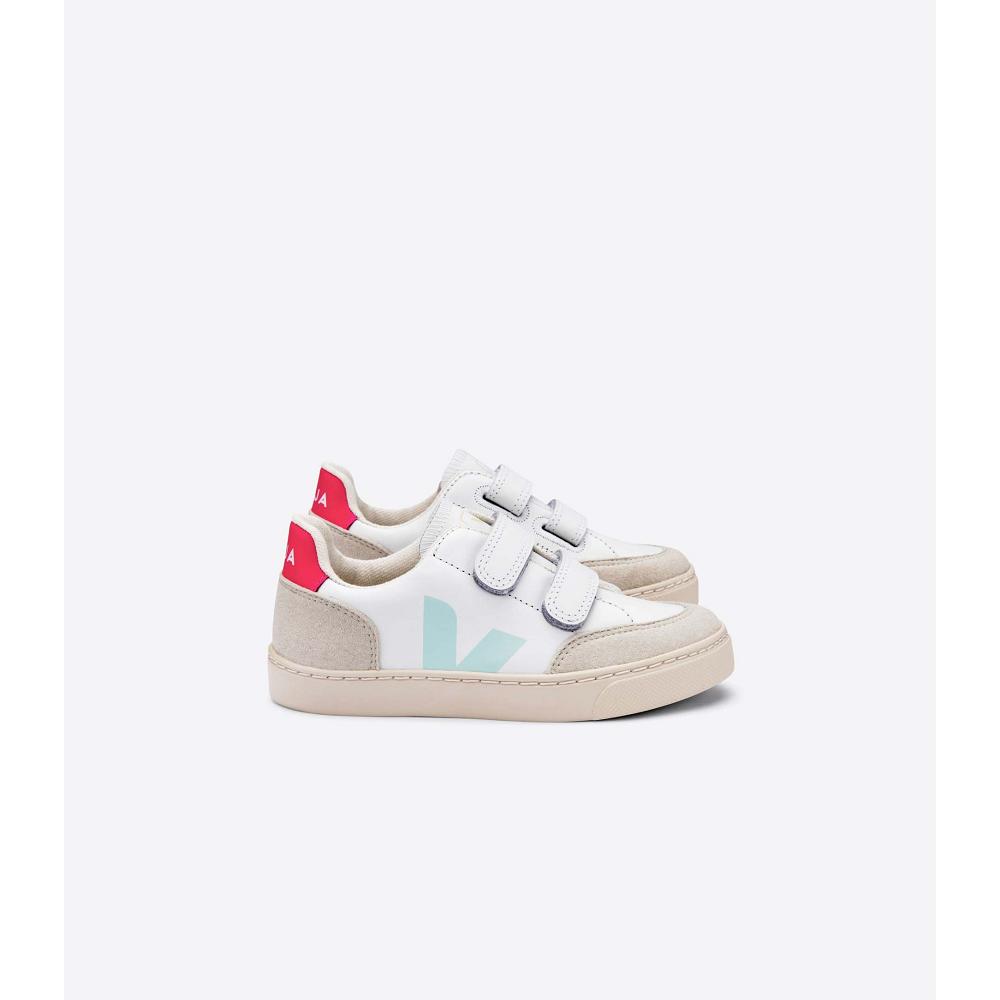 Veja V-12 LEATHER Sneakers Kinderen White/Beige | NL 878LIS